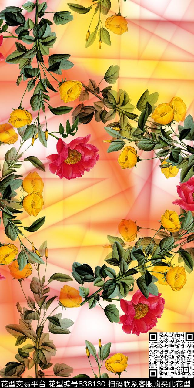 小碎花真花花卉数码印花华亿平台下载（图片编号: 838130） - 瓦栏（Walan）