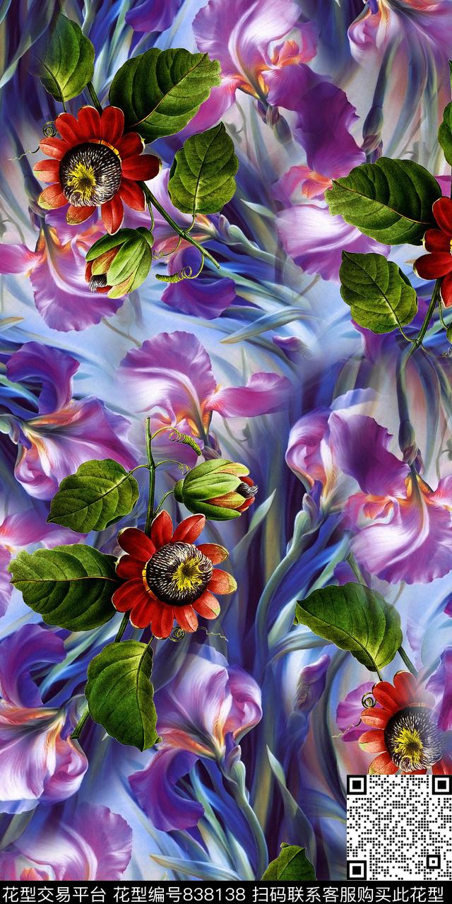 小碎花真花花卉数码印花华亿平台下载（图片编号: 838138） - 瓦栏（Walan）
