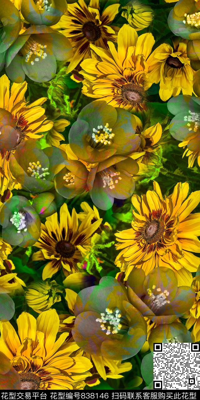 小碎花真花花卉数码印花华亿平台下载（图片编号: 838146） - 瓦栏（Walan）