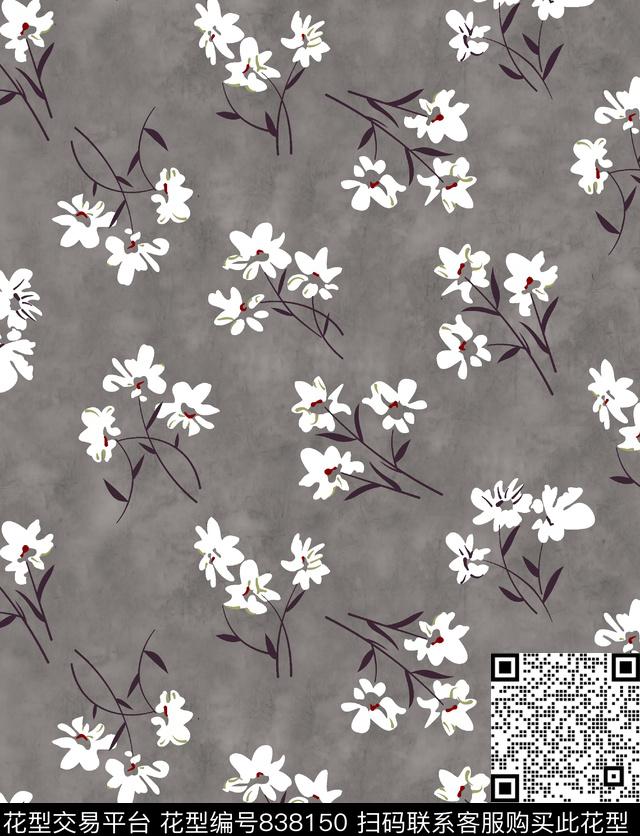 花卉水彩花卉清爽底花卉数码印花华亿平台下载（图片编号: 838150） - 瓦栏（Walan）