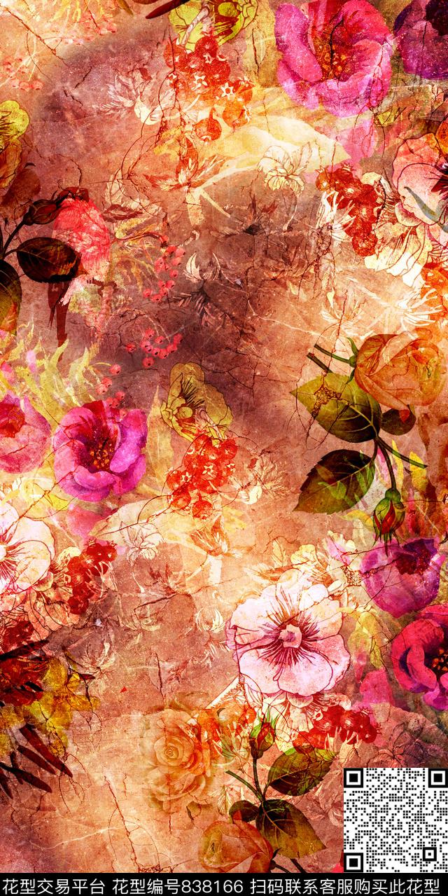 小碎花花卉乱花数码印花华亿平台下载（图片编号: 838166） - 瓦栏（Walan）