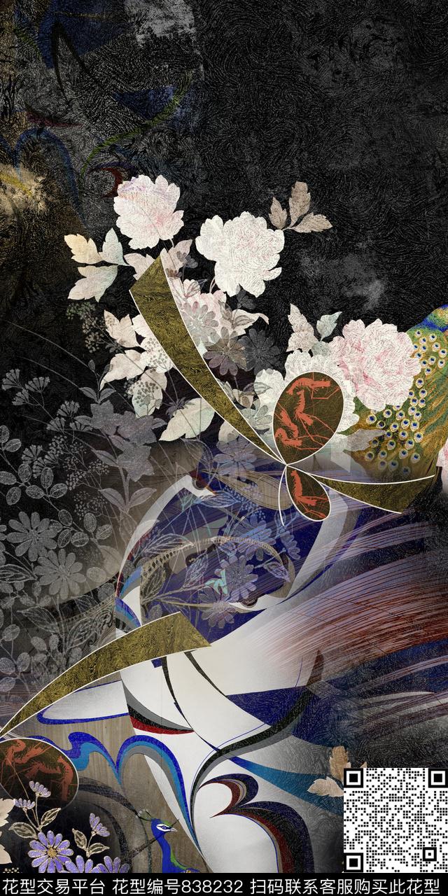 休闲手绘花卉数码印花华亿平台下载（图片编号: 838232） - 瓦栏（Walan）