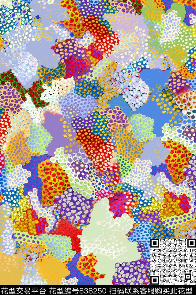 抽象几何波点数码印花华亿平台下载（图片编号: 838250） - 瓦栏（Walan）