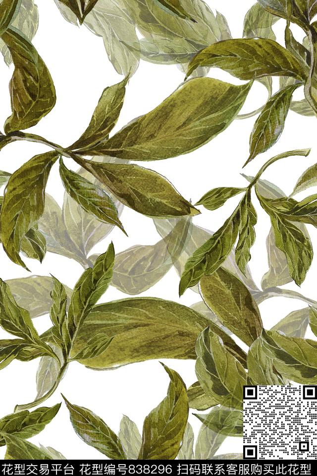 叶子清爽夏天数码印花华亿平台下载（图片编号: 838296） - 瓦栏（Walan）