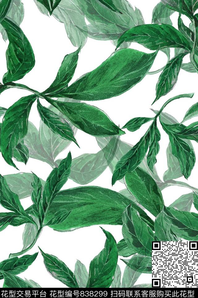 叶子清爽夏天数码印花华亿平台下载（图片编号: 838299） - 瓦栏（Walan）