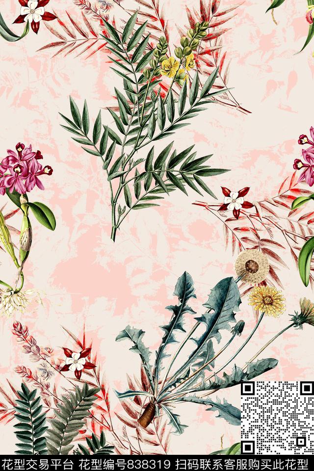 花朵时尚流行面料花数码印花华亿平台下载（图片编号: 838319） - 瓦栏（Walan）
