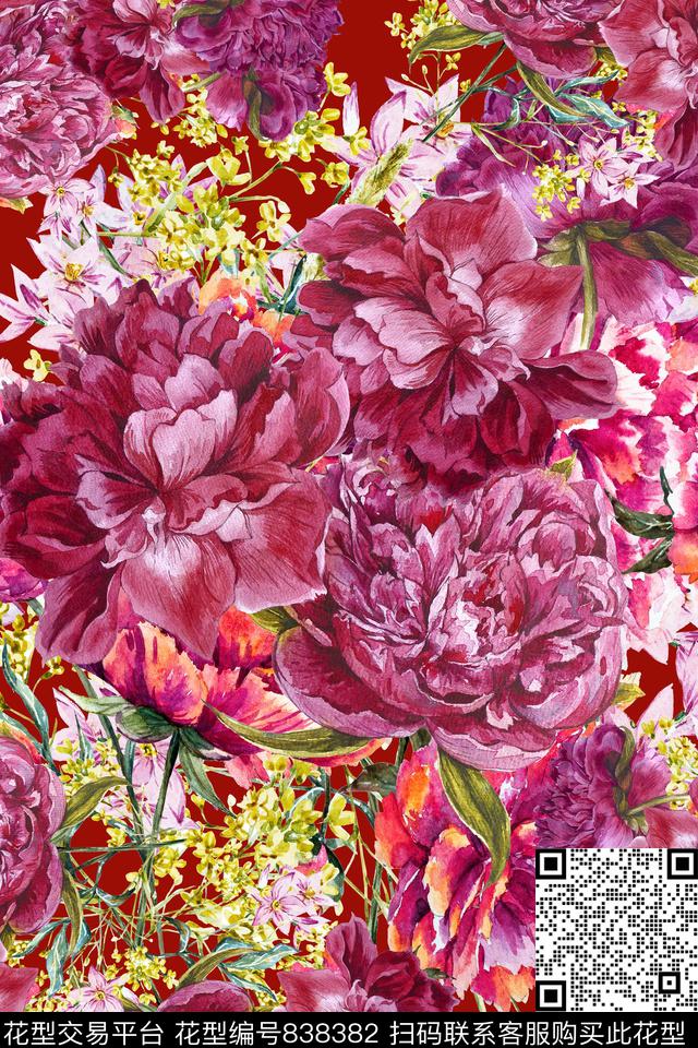 花卉肌理叶子数码印花华亿平台下载（图片编号: 838382） - 瓦栏（Walan）