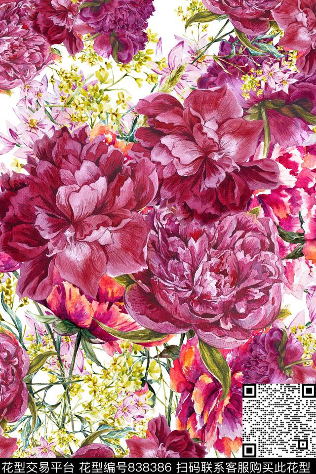 花卉肌理叶子数码印花华亿平台下载（图片编号: 838386） - 瓦栏（Walan）