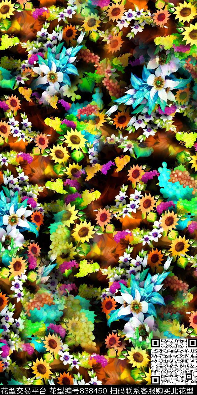 乱花数码花卉数码印花华亿平台下载（图片编号: 838450） - 瓦栏（Walan）