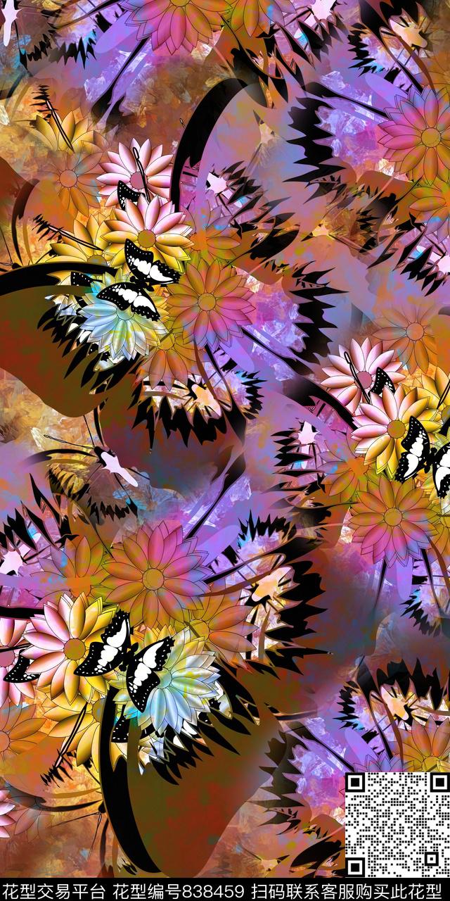 乱花数码花卉数码印花华亿平台下载（图片编号: 838459） - 瓦栏（Walan）