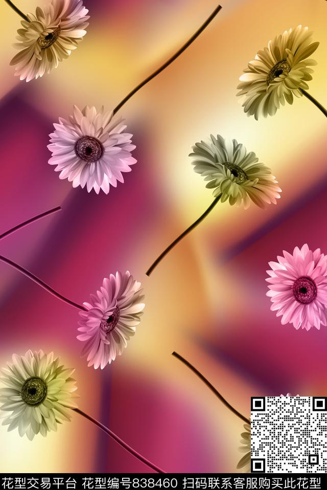 女装梦幻花卉数码印花华亿平台下载（图片编号: 838460） - 瓦栏（Walan）