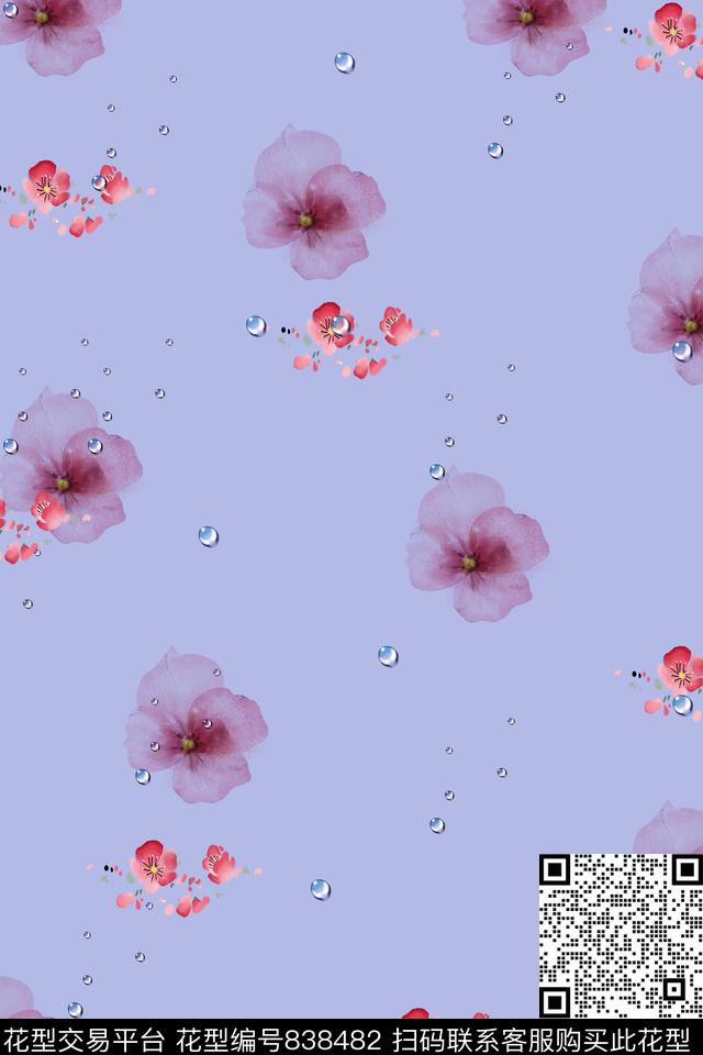 田园花卉清新数码印花华亿平台下载（图片编号: 838482） - 瓦栏（Walan）