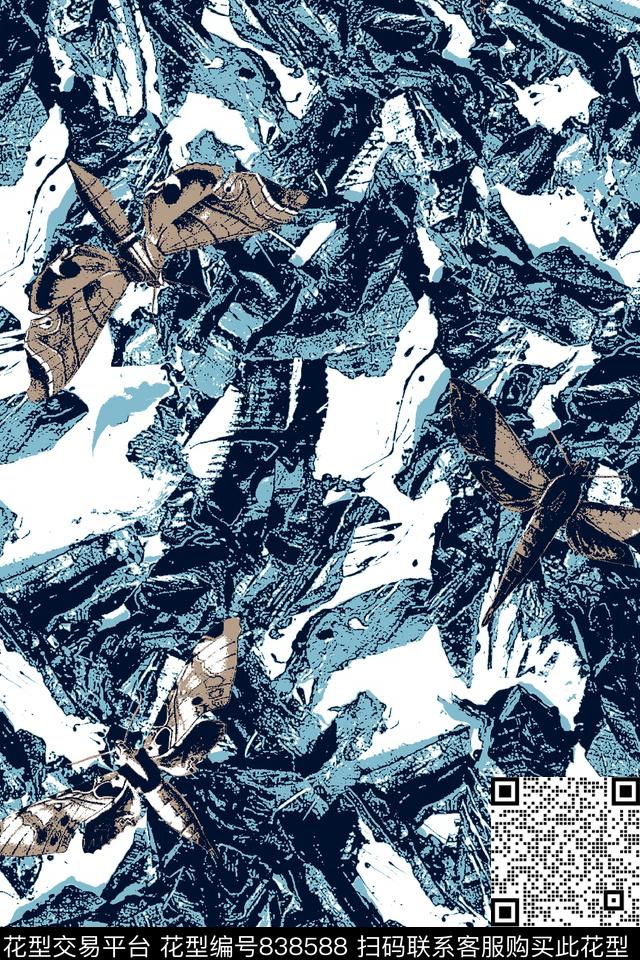 抽象纹理蝴蝶肌理纹理传统印花华亿平台下载（图片编号: 838588） - 瓦栏（Walan）