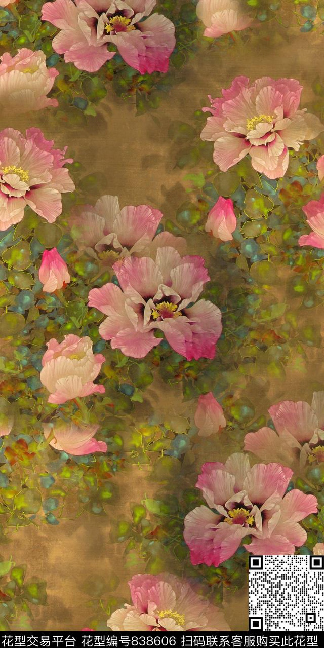 花瓣花朵花卉数码印花华亿平台下载（图片编号: 838606） - 瓦栏（Walan）