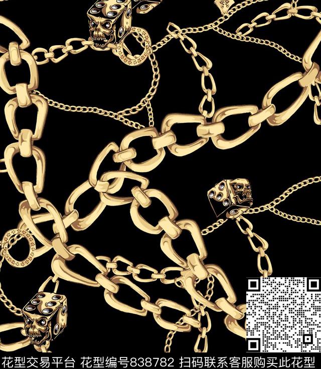 配饰链条骷髅数码印花华亿平台下载（图片编号: 838782） - 瓦栏（Walan）
