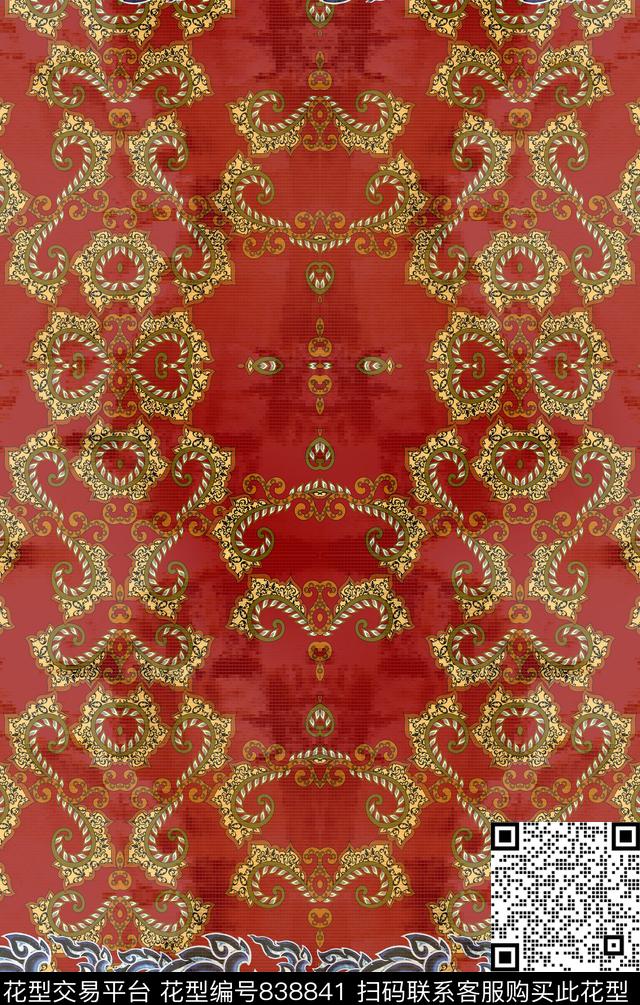 民族风中国风波西米亚数码印花华亿平台下载（图片编号: 838841） - 瓦栏（Walan）