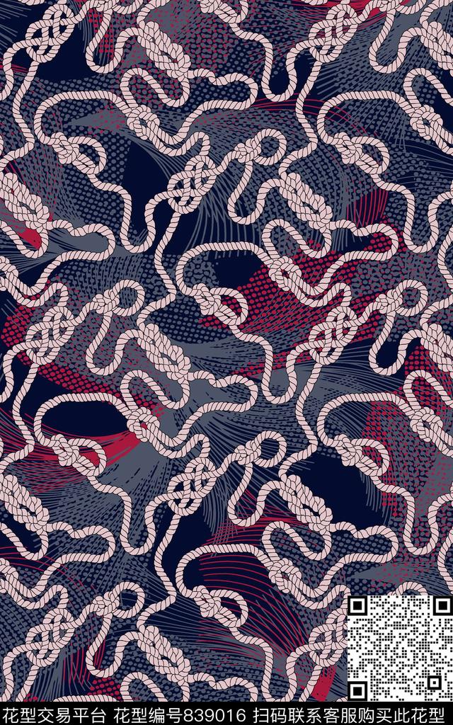 肌理链条抽象色块传统印花华亿平台下载（图片编号: 839016） - 瓦栏（Walan）