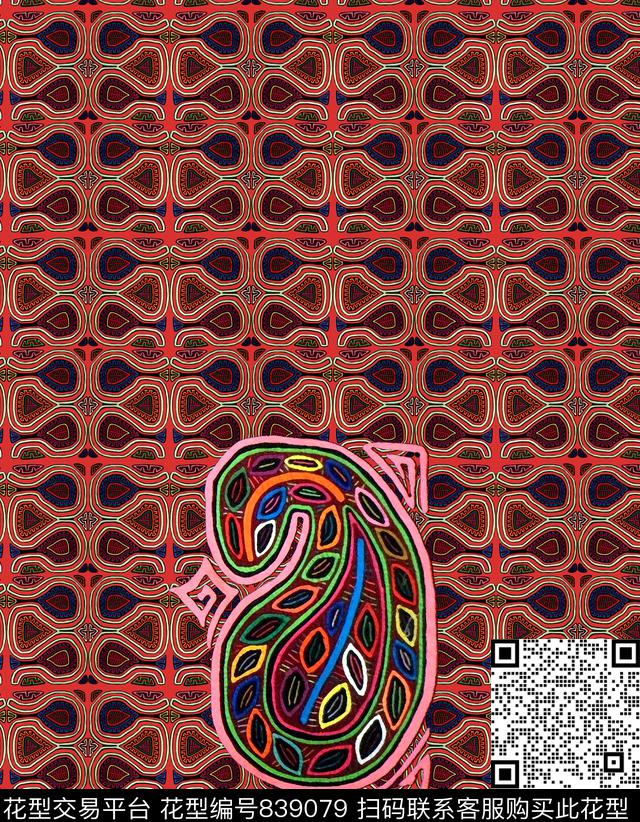 中国风水墨民族数码印花华亿平台下载（图片编号: 839079） - 瓦栏（Walan）