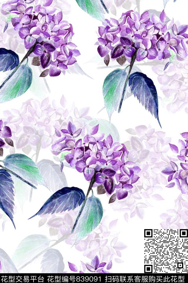 花卉乱花花朵数码印花华亿平台下载（图片编号: 839091） - 瓦栏（Walan）