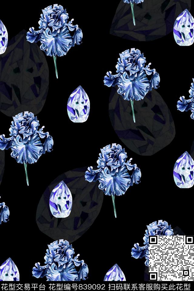 花卉花朵钻石数码印花华亿平台下载（图片编号: 839092） - 瓦栏（Walan）