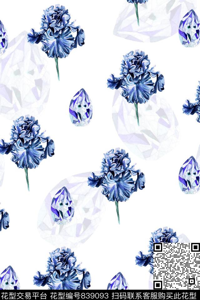 花卉花朵钻石数码印花华亿平台下载（图片编号: 839093） - 瓦栏（Walan）