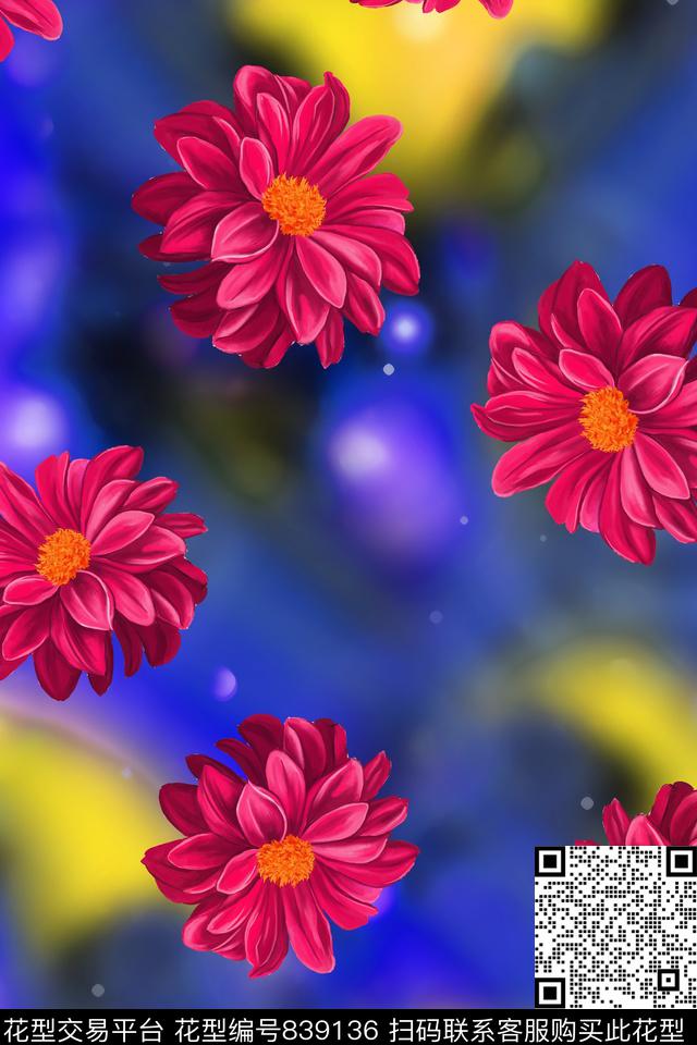 女装梦幻花卉数码印花华亿平台下载（图片编号: 839136） - 瓦栏（Walan）