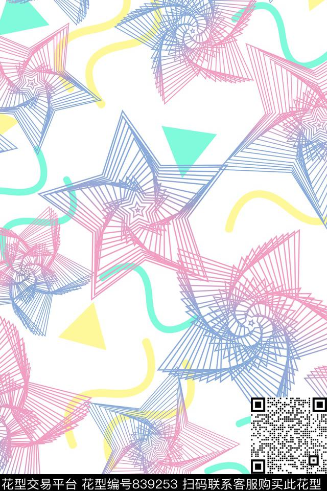 趣味色块三角形传统印花华亿平台下载（图片编号: 839253） - 瓦栏（Walan）