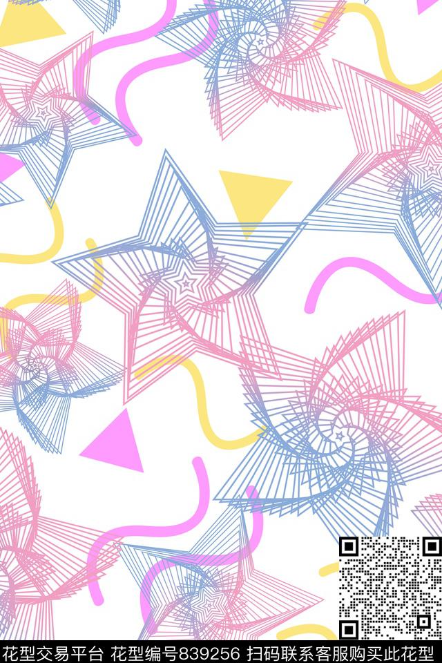 趣味色块三角形传统印花华亿平台下载（图片编号: 839256） - 瓦栏（Walan）