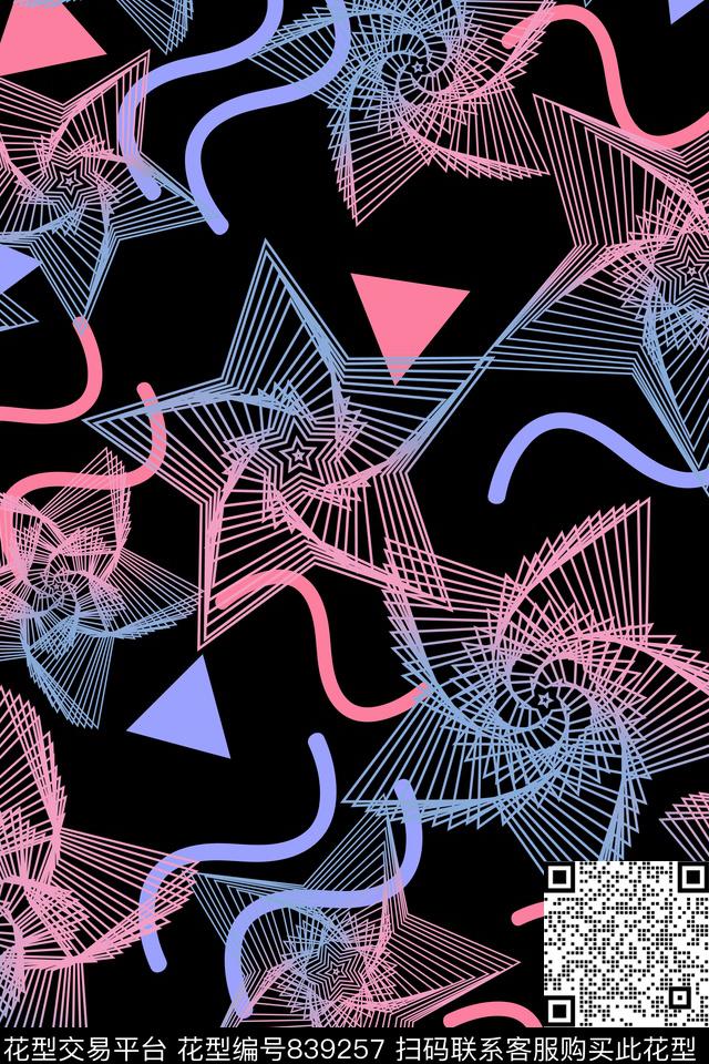 趣味色块三角形传统印花华亿平台下载（图片编号: 839257） - 瓦栏（Walan）