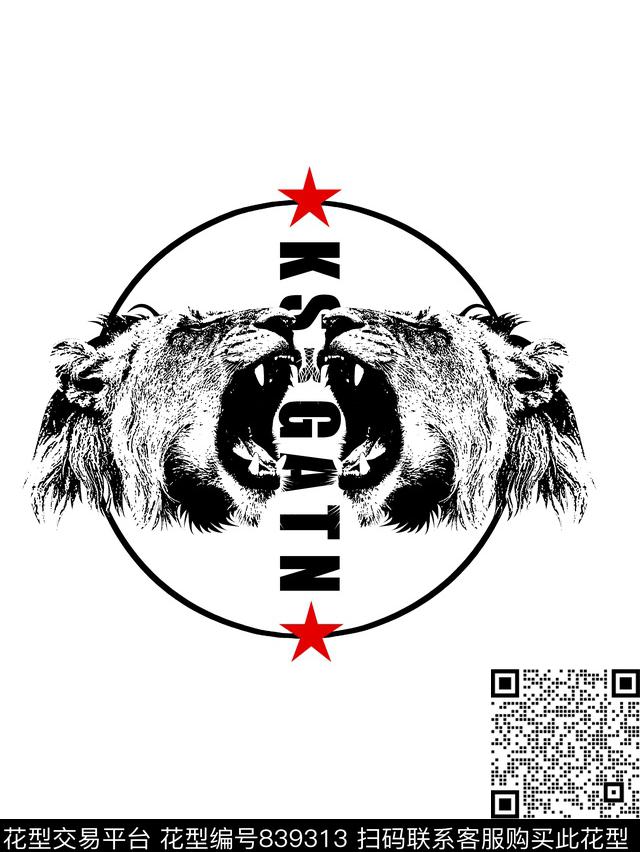 狮子几何男装T恤华亿平台传统印花华亿平台下载（图片编号: 839313） - 瓦栏（Walan）