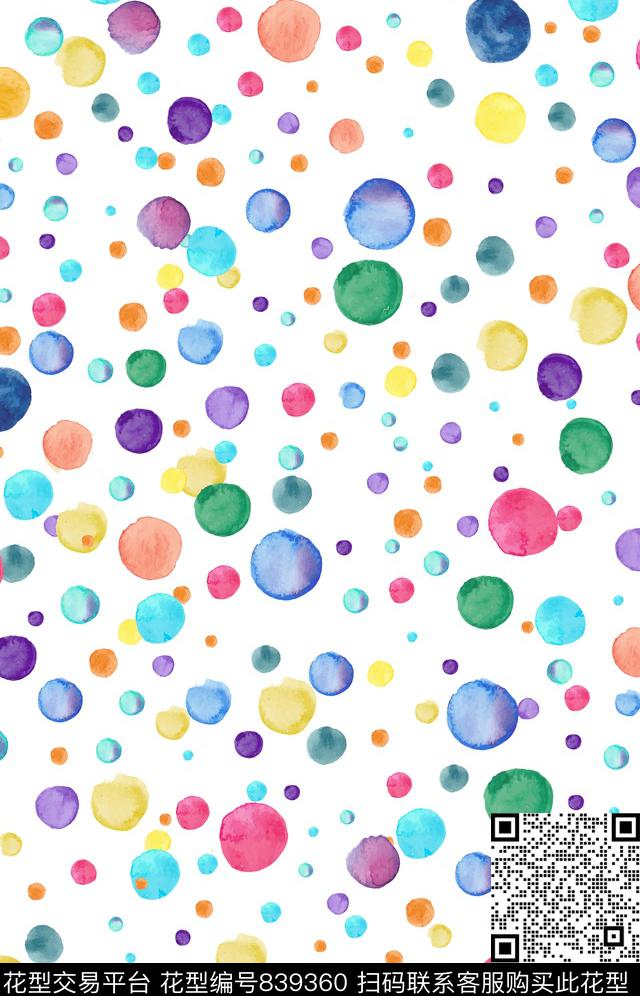 水彩圈圈趣味传统印花华亿平台下载（图片编号: 839360） - 瓦栏（Walan）