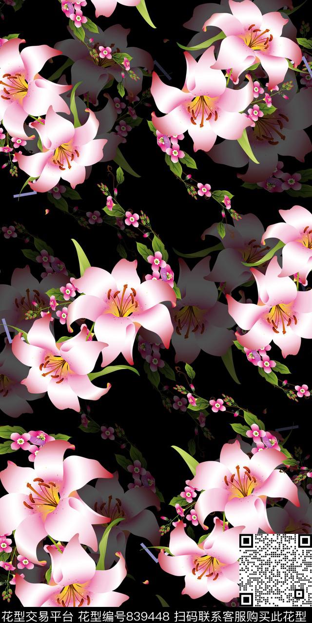 乱花玉兰花牡丹数码印花华亿平台下载（图片编号: 839448） - 瓦栏（Walan）