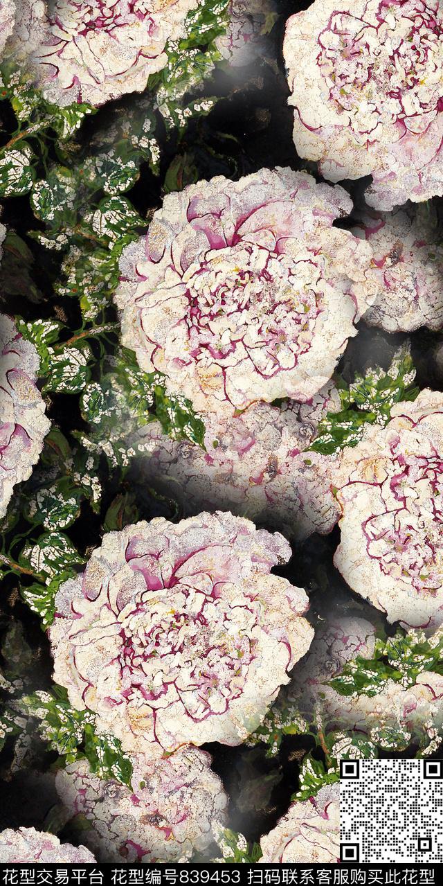 乱花大花花朵数码印花华亿平台下载（图片编号: 839453） - 瓦栏（Walan）