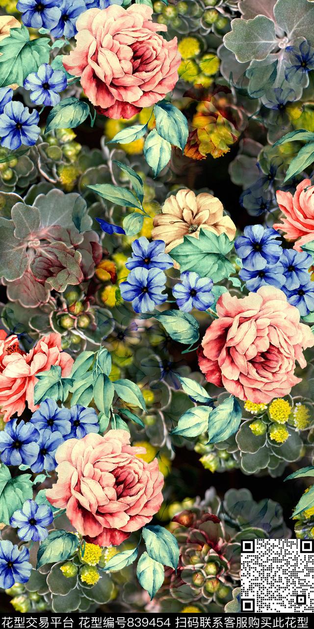 玉兰花花朵牡丹数码印花华亿平台下载（图片编号: 839454） - 瓦栏（Walan）