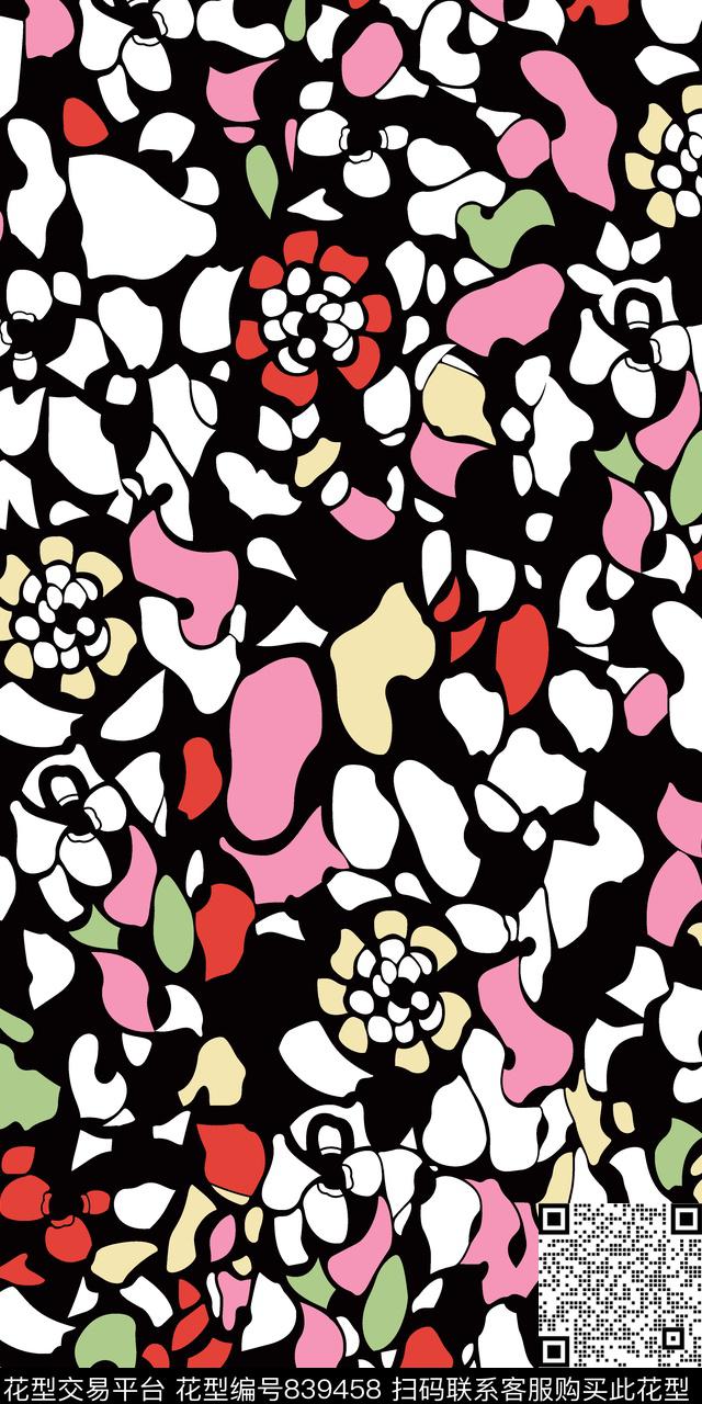 传统民族风几何花卉点子抽象几何花传统印花华亿平台下载（图片编号: 839458） - 瓦栏（Walan）