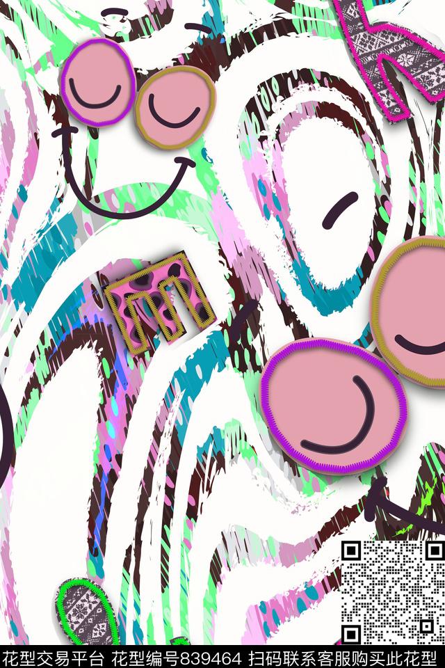 几何条纹趣味数码印花华亿平台下载（图片编号: 839464） - 瓦栏（Walan）