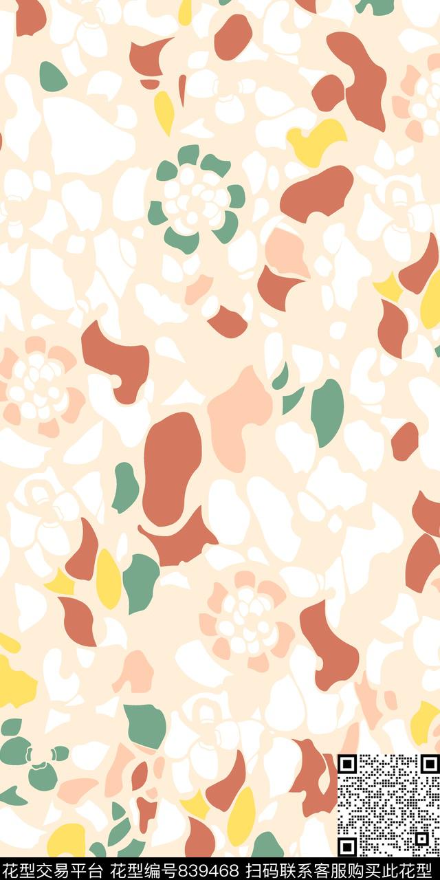 传统民族风几何花卉点子抽象几何花传统印花华亿平台下载（图片编号: 839468） - 瓦栏（Walan）