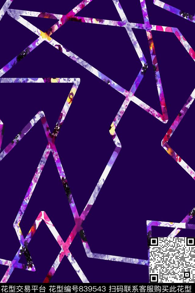 解构不规则几何女装数码印花华亿平台下载（图片编号: 839543） - 瓦栏（Walan）