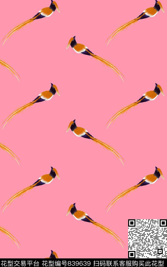 花鸟昆虫鸟数码印花华亿平台下载（图片编号: 839639） - 瓦栏（Walan）