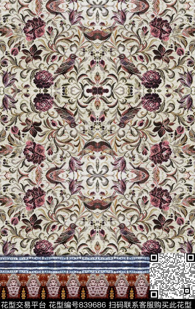 波西米亚民族风少数民族数码印花华亿平台下载（图片编号: 839686） - 瓦栏（Walan）