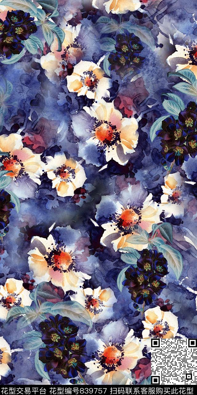 花朵花卉数码数码印花华亿平台下载（图片编号: 839757） - 瓦栏（Walan）