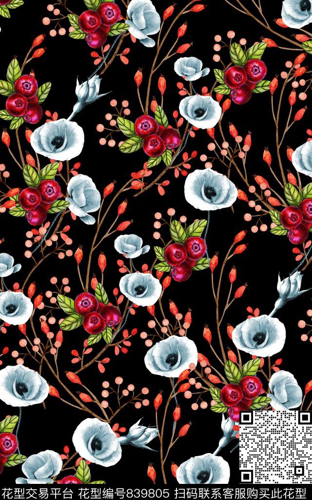 花朵花卉小碎花数码印花华亿平台下载（图片编号: 839805） - 瓦栏（Walan）