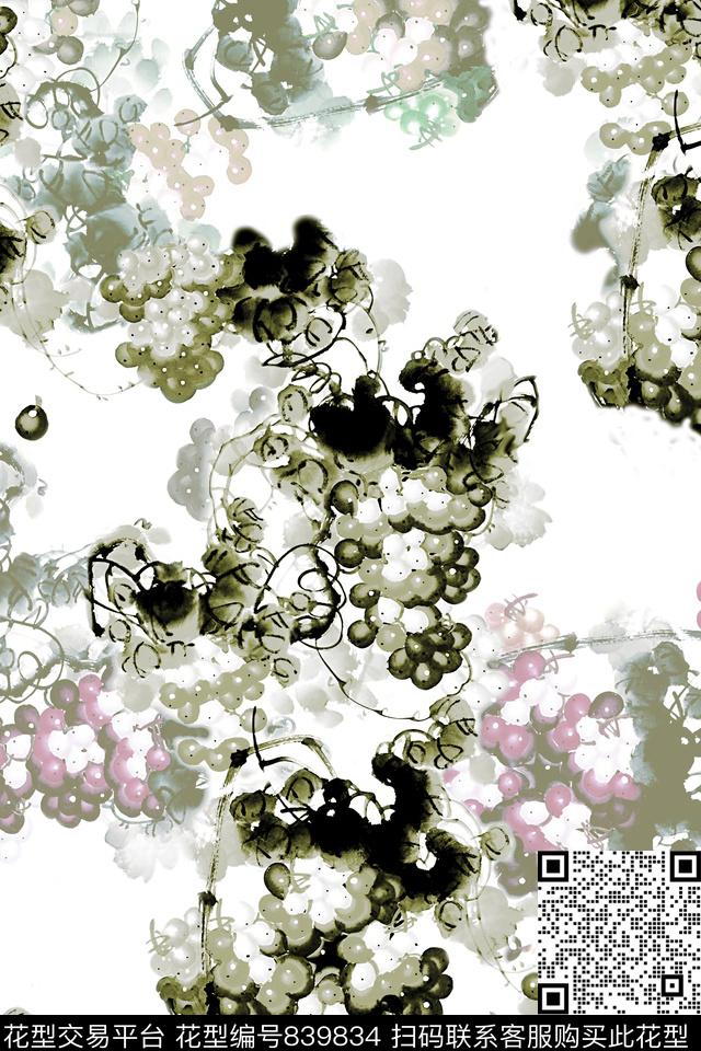 手绘花乱花中国风数码印花华亿平台下载（图片编号: 839834） - 瓦栏（Walan）