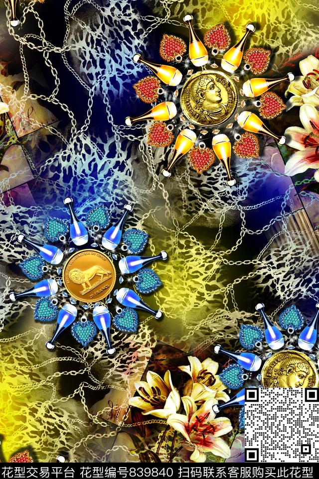 休闲花纹金币数码印花华亿平台下载（图片编号: 839840） - 瓦栏（Walan）