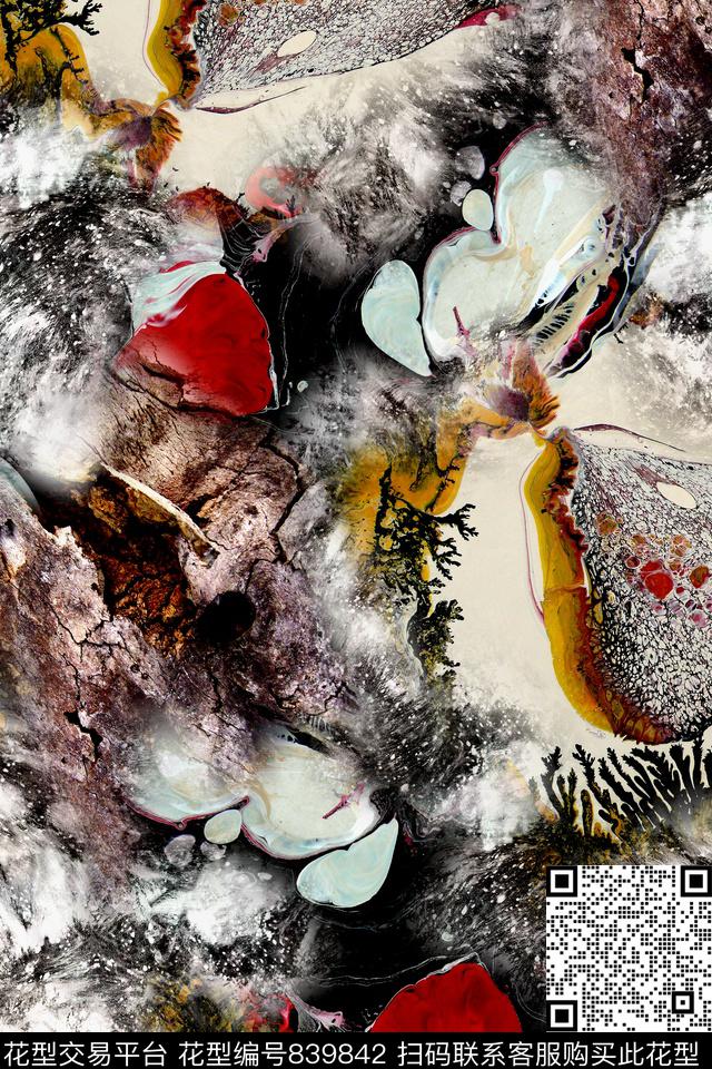 抽象几何矿石数码印花华亿平台下载（图片编号: 839842） - 瓦栏（Walan）