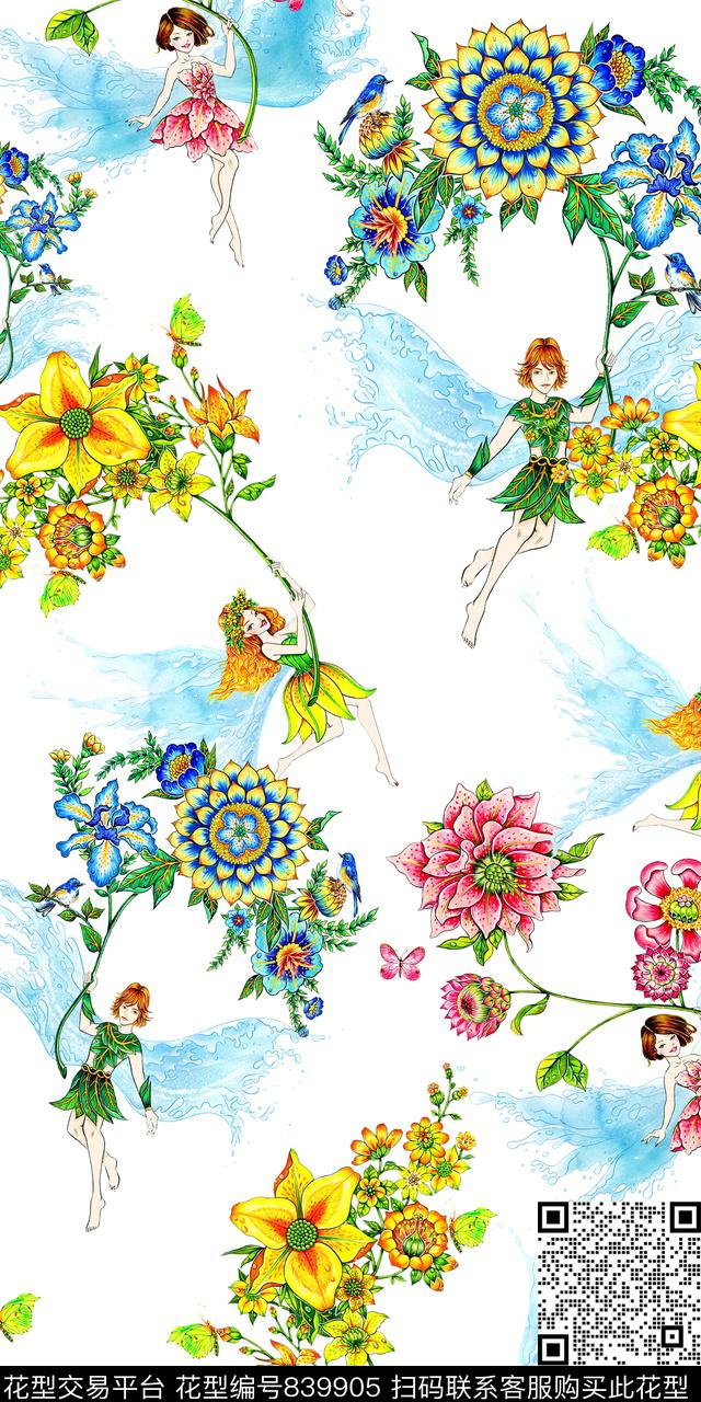 花朵民族花卉数码印花华亿平台下载（图片编号: 839905） - 瓦栏（Walan）