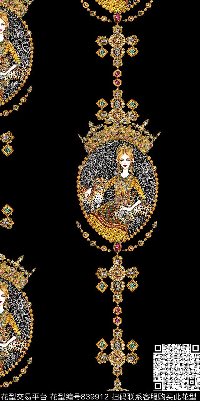 复古美女宫廷数码印花华亿平台下载（图片编号: 839912） - 瓦栏（Walan）