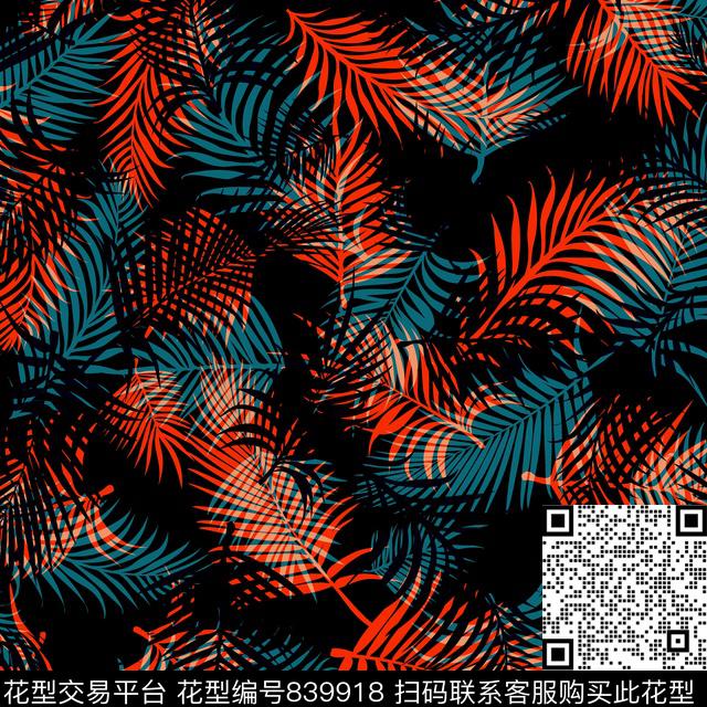 棕榈叶热带树叶细长叶传统印花华亿平台下载（图片编号: 839918） - 瓦栏（Walan）