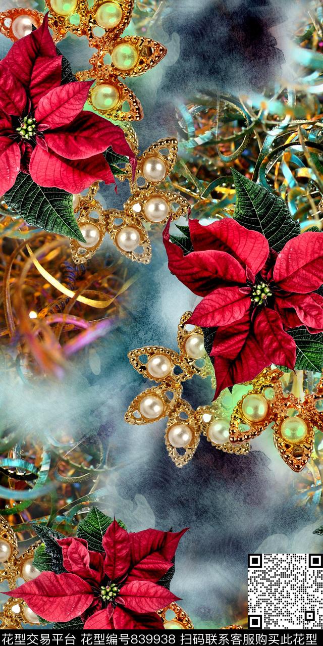 花卉抽象底纹饰品数码印花华亿平台下载（图片编号: 839938） - 瓦栏（Walan）