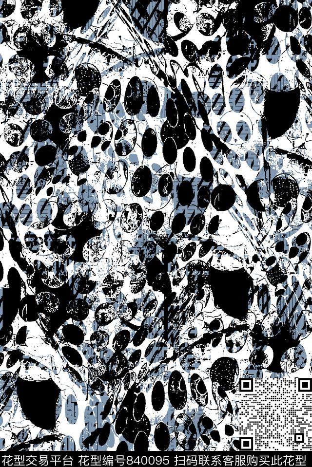 抽象纹理树叶波点传统印花华亿平台下载（图片编号: 840095） - 瓦栏（Walan）